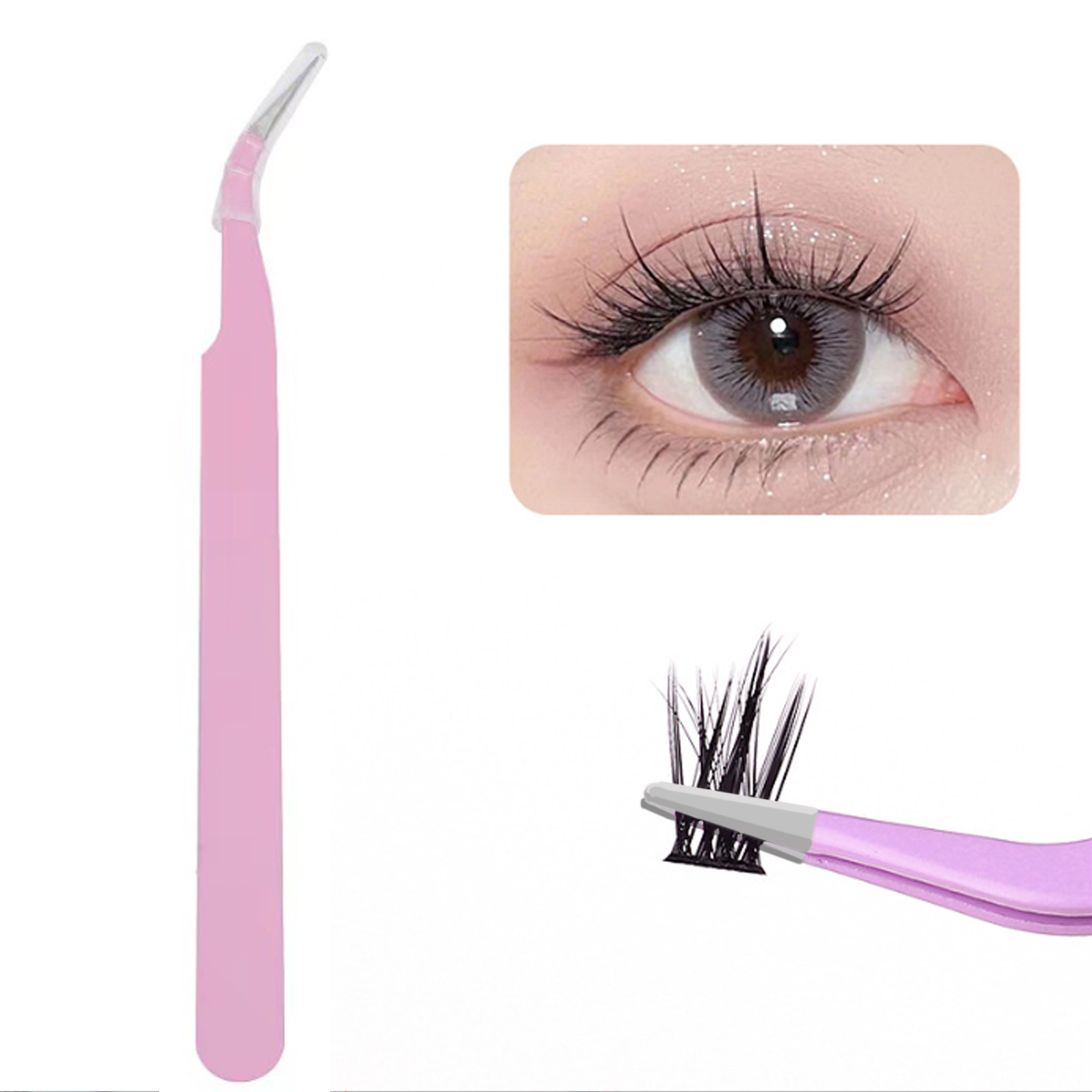 Eyelash Extension Process - Precisie valse wimperpincet met fijne punt