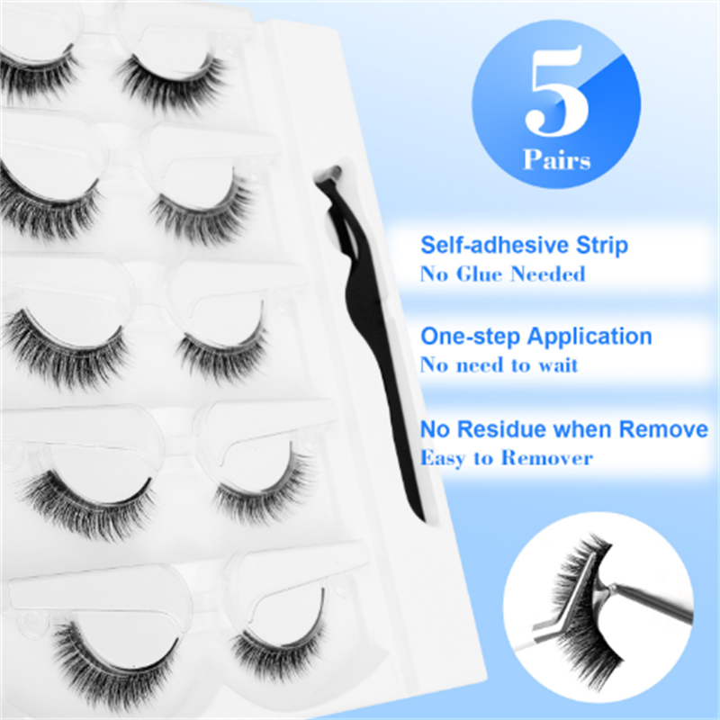 5 PAAR Lijmvrije nepwimpers me - Sensitive Lash Glue recensie en prijs