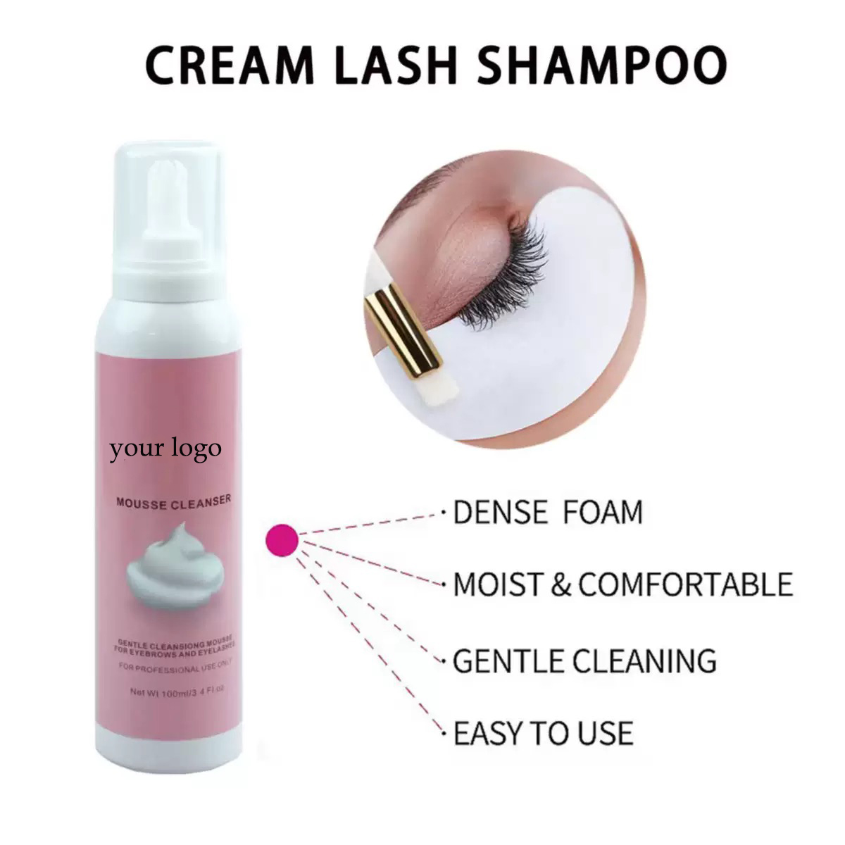 Aangepaste Slagroom Lash Shamp - Eyelash Extension Logo recensie en prijs